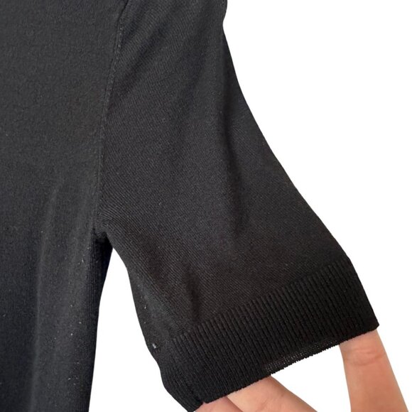 Zara black knit beaded collar short sleeve top size M - Picture 3 of 6